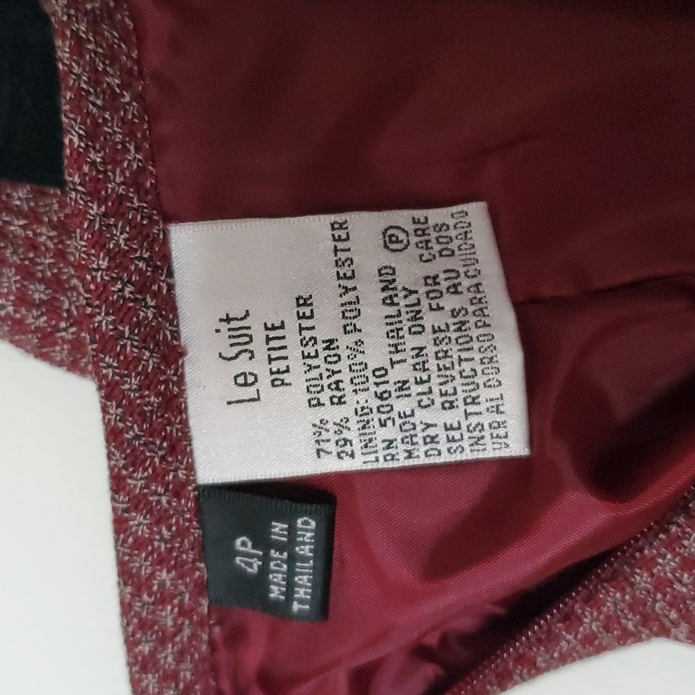 Maroon/Burgandy Le Suit 4 Petite Skirt Suit - Picture 6 of 7